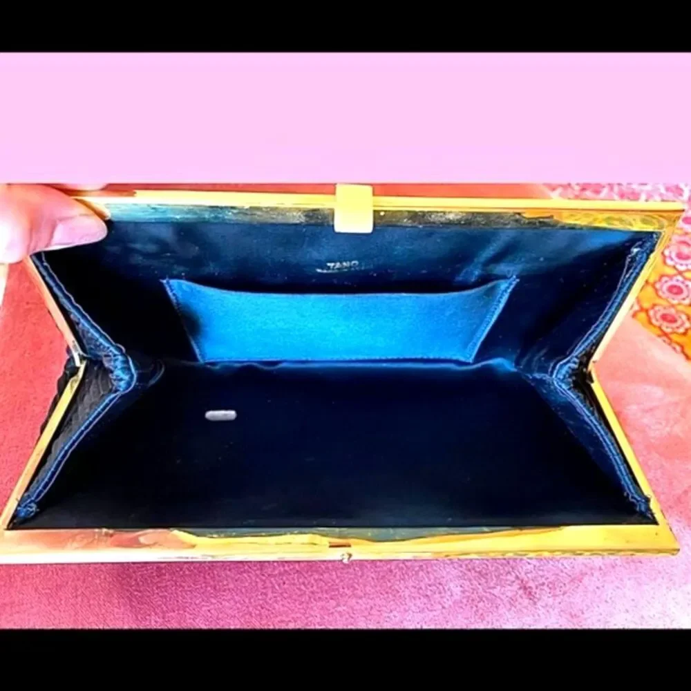 Vintage Tano of Madrid Plissé Pleated Silk Clutch - 1950s Black Evening Bag